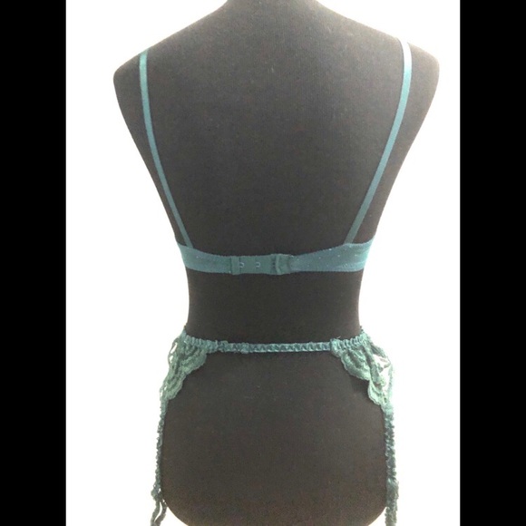 Sage Green Bra & Garter Belt Set - Picture 2 of 5